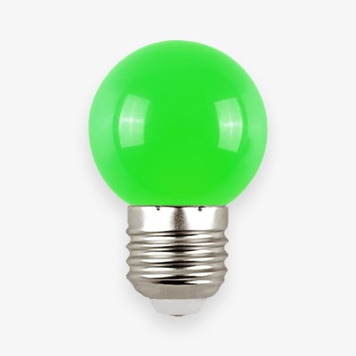 Bombilla LED esférica E-27P 1W 230 V Verde